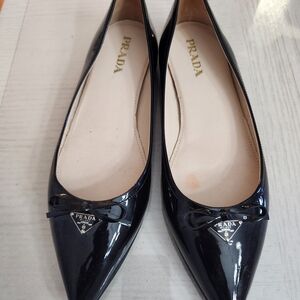 Prada Black Patent Leather Ballet Flats